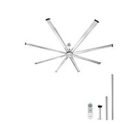 VEVOR Ventilatore da Soffitto da 244 cm Senza Luce, Telecomando a 6 Velocità, 8 Pale in Alluminio, Motore DC Reversibile, Moderno Ventilatore a Filo per Soggiorno, Patio, Nichel Spazzolato