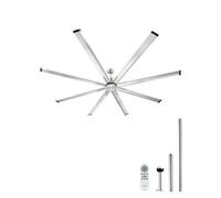 VEVOR Ventilatore da Soffitto da 244 cm Senza Luce, Telecomando a 6 Velocità, 8 Pale in Alluminio, Motore DC Reversibile, Moderno Ventilatore a Filo per Soggiorno, Patio, Nichel Spazzolato