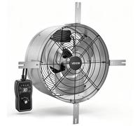 VEVOR Ventilatore da Timpano 38 cm, Aspiratore per Sottotetto 1300 CFM con Termostato e Staffe, in Acciaio al Carbonio Durevole, Ventilazione per Casa, Garage, Magazzino e Officina, Colore Argento