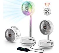 VEVOR Ventilatore Oscillante Portatile Pieghevole 20,3 cm a Batteria con Telecomando, Ventilatore Silenzioso da Tavolo, 8 Velocità, Rotazione Automatica Sinistra Destra di 90 Gradi, per Casa, Ufficio