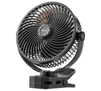 VEVOR Ventilatore Portatile a Clip, Ventilatore da Tavolo con Clip, Ricaricabile con Porta USB, 3 Velocità e Modalità di Circolazione, Flusso d'Aria Potente, Morsetto Robusto, per Campeggio, Nero