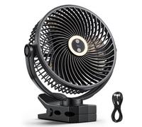 VEVOR Ventilatore Portatile a Clip, Ventilatore da Tavolo con Clip, Ricaricabile con Porta USB e Luce, 3 Velocità e Modalità di Circolazione, Flusso d'Aria Potente, Morsetto Robusto, per Campeggio