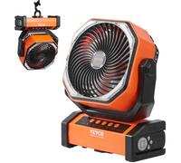 VEVOR Ventilatore Portatile Ricaricabile USB 210 mm con Telecomando Luce LED, Ventilatore Girevole Silenzioso Pieghevole Regolabile 4 Velocità 20000 mAh per Viaggio Campeggio Ufficio Arancione/Nero