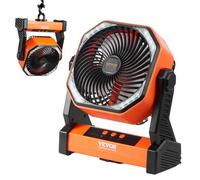 VEVOR Ventilatore Portatile Ricaricabile USB 219 mm con Telecomando Luce LED, Ventilatore Girevole Silenzioso Pieghevole Regolabile 4 Velocità 20000 mAh per Viaggio Campeggio Ufficio Arancione/Nero