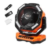 VEVOR Ventilatore Portatile Ricaricabile USB 334mm con Telecomando Luci LED Timer Ventilatore da Tavolo Alimentato a Batteria Girevole Silenzioso 4 Velocità per Camera da Letto, Viaggi