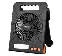 VEVOR Ventilatore Solare Ricaricabile 10000 mAh con Lanterna a LED, Ventilatore Portatile Senza Fili da 18 cm con Pannello Solare Pieghevole da 4 W 4 Velocità, Alimentato a Batteria USB per Campeggio