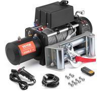 VEVOR Verricello Elettrico 6123 kg Verricello per Camion 12 V CC con Cavo in Acciaio Φ1,0 x 2438,4 cm Passacavo a Rulli, Telecomando Senza Fili e Cablato, per Traino di Fuoristrada SUV Jeep Camion