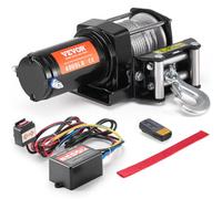 VEVOR Verricello elettrico ATV UTV, Capacità tiro 1814kg, 12 V CC, Cavo in acciaio a 7 fili Φ0,5 x 118,7 cm, Telecomando wireless cablato, Impermeabile IP55, Verricello per traino ATV UTV