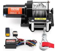VEVOR Verricello elettrico ATV UTV, Capacità tiro 1814kg, 12 V CC, Cavo in acciaio a 7 fili Φ0,5 x 118,7 cm, Telecomando wireless cablato, Impermeabile IP55, Verricello per traino ATV UTV