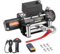 VEVOR Verricello Elettrico, Capacità di 4500 kg, Verricello per Camion da 12 V CC con Fune in Acciaio Φ8,3 mm x 19,8 m, Telecomando Wireless e Cablato, IP55 per il Traino di SUV, Jeep, Rimorchi