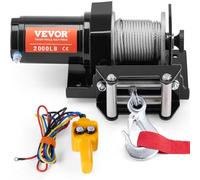 VEVOR Verricello Elettrico, Capacità di Tiro della Linea di 2000lbs/ 907 kg Verricello ATV/UTV 12 V CC Φ0,4 x 1188,7 cm 7 Fili in Acciaio Rullo Passacavo Telecomando Cablato, per Traino UTV ATV