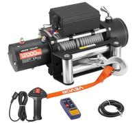 VEVOR Verricello Elettrico, Carico 5400 kg, per Camion 12 V CC con Fune in Acciaio Φ9,1 mm x 24 m, Telecomando Wireless e Cablato, IP55 Impermeabile per il Traino di SUV, Jeep, Rimorchi, Barche