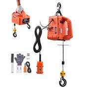VEVOR Verricello Elettrico di Sollevamento Capacità Carico 700 kg, Paranco Portatile con Argano Elettrico da 1500 W, Altezza di Sollevamento 7,6 m 5 m/min con Telecomando Manuale