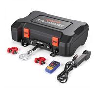 VEVOR Verricello Elettrico Portatile 12V CC da 1587 kg con Fune Sintetica, Verricello con Telecomando Wireless e Cablato, Kit di Recupero con Valigetta, Passacavo, Gancio, per ATV, UTV e Off-Road