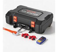 VEVOR Verricello Elettrico Portatile 12V CC da 2041 kg con Fune Sintetica, Verricello con Telecomando Wireless e Cablato, Kit di Recupero con Valigetta, Passacavo, Gancio, per ATV, UTV e Off-Road
