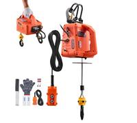 VEVOR Verricello Paranco Elettrico di Sollevamento Capacità Carico 500 kg, Verricello Argano Elettrico Portatile da 1500 W, Altezza di Sollevamento 7,6 m, con Telecomando Manuale, Cablato Wireless