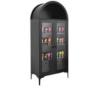 VEVOR Vetrina Arco con Ante in Vetro, Vetrina per Oggetti Curiosi a 4 Livelli Alta 1790 mm, con 2 Ripiani Regolabili per Giocattoli da Collezione, Libreria per Casa, Ufficio, Sala Giochi