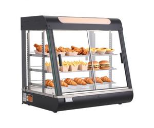 VEVOR Vetrina Calda per Alimenti Cibo a 3 Livelli, Espositore Scaldavivande da 1200 W con Luce LED, Vano Portaoggetti Superiore e Ripiani Regolabili, per Hamburger, Pizza, Pane, Pollo Fritto