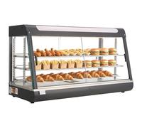 VEVOR Vetrina Calda per Alimenti Cibo a 3 Livelli, Espositore Scaldavivande da 1600 W con Luce LED, Vano Portaoggetti Superiore e Ripiani Regolabili, per Hamburger, Pizza, Pane, Pollo Fritto