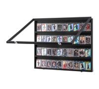 VEVOR Vetrina Espositiva Trasparente di Carte Sportive, Cornice di Carte Collezionabili di Calcio Basket Hockey Foto, Protezione UV PC Vetro, Armadietto Muro Serratura, 36 Graduate, 775x617x55mm