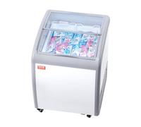 VEVOR Vetrina per Gelato Commerciale 665 x 705 x 875 mm Congelatore Mobile 154 L Vetrina per Gelateria con Piano Vetro, 2 Cestelli Metallici, 2 Porte Scorrevoli in Vetro, Ruote di Bloccaggio, Bianco