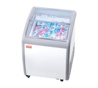 VEVOR Vetrina per Gelato Commerciale 665 x 705 x 875 mm Congelatore Mobile 154 L Vetrina per Gelateria con Piano Vetro, 2 Cestelli Metallici, 2 Porte Scorrevoli in Vetro, Ruote di Bloccaggio, Bianco