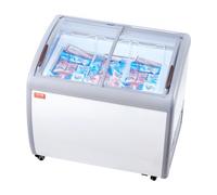 VEVOR Vetrina per Gelato Commerciale 990 x 705 x 875 mm Congelatore Mobile 264 L Vetrina per Gelateria con Piano Vetro, 3 Cestelli Metallici, 2 Porte Scorrevoli in Vetro, Ruote di Bloccaggio, Bianco