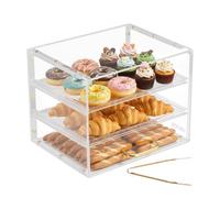 VEVOR Vetrina per Pasticceria 3 Ripiani da Banco, Espositore per Panetteria in Acrilico Trasparente con Anta a Ribalta, Vetrina Portapane in Acrilico per Torte Biscotti Dolci 330 x 260 x 260 mm