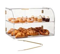 VEVOR Vetrina per Pasticceria da Banco, Espositore Portapane per Panetteria Commerciale a 2 Ripiani in Acrilico Vetrina per Torte Biscotti con Porta Posteriore magnetica 558 x 355 x 355 mm