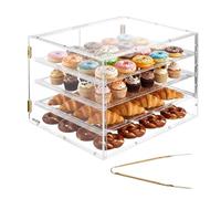 VEVOR Vetrina per Pasticceria da Banco, Espositore Vetrina per Pasticceria Commerciale a 4 Ripiani, Portapane in Acrilico Trasparente per Cucina Torte con Porta Posteriore Magnetica per Biscotti