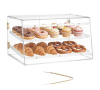 VEVOR Vetrina per Pasticceria Portapane, Espositore per Panetteria Torte Dolci Pani in Acrilico per Bar, Vetrina per Torte con Porta Posteriore Magnetica 2 Ripiani per Biscotti 526 x 400 x 305 mm