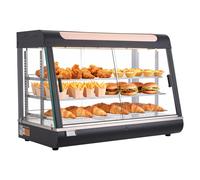 VEVOR Espositore Scaldavivande Commerciale a 3 Livelli, Espositore Scaldavivande da 1400 W con Luce LED, Vano Portaoggetti Superiore e Ripiani Regolabili, per Hamburger, Pizza, Pane, Pollo Fritto
