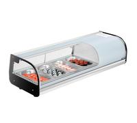 VEVOR Vetrina Refrigerata per Sushi Commerciale da 42 L, 4 Teglie con Vetro Curvo, Illuminazione a LED e Controllo Digitale della Temperatura, Frigorifero per Bancone Ristorante Negozio