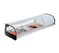 VEVOR Vetrina Refrigerata per Sushi Commerciale da 52 L, 5 Teglie con Vetro Curvo, Illuminazione a LED e Controllo Digitale della Temperatura, Frigorifero per Bancone Ristorante Negozio