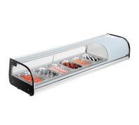 VEVOR Vetrina Refrigerata per Sushi Commerciale da 62 L, 6 Teglie con Vetro Curvo, Illuminazione a LED e Controllo Digitale della Temperatura, Frigorifero per Bancone Ristorante Negozio