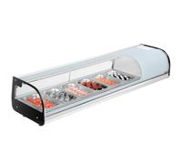 VEVOR Vetrina Refrigerata per Sushi Commerciale da 62 L, 6 Teglie con Vetro Curvo, Illuminazione a LED e Controllo Digitale della Temperatura, Frigorifero per Bancone Ristorante Negozio