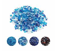 VEVOR Vetro da Fuoco, 4,5 kg di Pietre per Caminetto Senza Fumo, Perline di Vetro Riflettenti da 19,05 mm, Pietra ad Alta Lucentezza per Tavolo da Braciere, Blu Cobalto, Blu Caraibico Trasparente