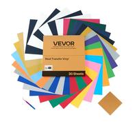 VEVOR Vinile Termoadesivo Carta 304,8 x 304,8 mm 30 Fogli Multicolori Pellicola per Plotter in Vinile a Trasferimento Termico per Macchine da Taglio, Pellicola Termoadesiva per Magliette, Cappelli