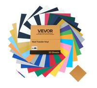 VEVOR Vinile Termoadesivo Carta 304,8 x 304,8 mm 30 Fogli Multicolori Pellicola per Plotter in Vinile a Trasferimento Termico per Macchine da Taglio, Pellicola Termoadesiva per Magliette, Cappelli