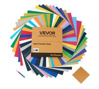 VEVOR Vinile Termoadesivo Carta 304,8 x 304,8 mm 50 Fogli Multicolori Pellicola per Plotter in Vinile a Trasferimento Termico per Macchine da Taglio, Pellicola Termoadesiva per Magliette, Cappelli