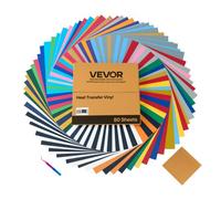VEVOR Vinile Termoadesivo Carta 304,8 x 304,8 mm 80 Fogli Multicolori Pellicola per Plotter in Vinile a Trasferimento Termico per Macchine da Taglio, Pellicola Termoadesiva per Magliette, Cappelli