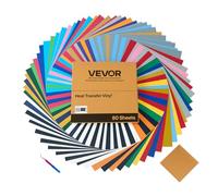VEVOR Vinile Termoadesivo Carta 304,8 x 304,8 mm 80 Fogli Multicolori Pellicola per Plotter in Vinile a Trasferimento Termico per Macchine da Taglio, Pellicola Termoadesiva per Magliette, Cappelli
