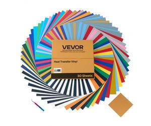VEVOR Vinile Termoadesivo Carta 304,8 x 304,8 mm 80 Fogli Multicolori Pellicola per Plotter in Vinile a Trasferimento Termico per Macchine da Taglio, Pellicola Termoadesiva per Magliette, Cappelli