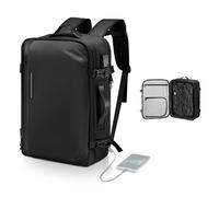 VEVOR Zaino da Viaggio Sottovuoto, 65L Zaino da Viaggio Espandibile con Chiusura Sottovuoto e Compressione, con Lucchetto Approvato TSA, Scomparti Tasche, Bagaglio a Mano Resistente all'Acqua, Nero