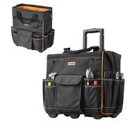 VEVOR Zaino Portautensili con Ruote, Capacità 50 kg, Borsa Portautensili con Ruote da 25 Tasche, Maniglia Telescopica Regolabile e Base Stabile, Organizzatore per Borse per Edilizia, Meccanico