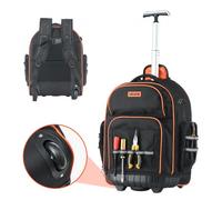 VEVOR Zaino Portautensili con Ruote, Capacità 50 kg, Borsa Portautensili con Ruote da 45 Tasche, Maniglia Telescopica Regolabile e Base Stabile, Organizzatore per Borse per Edilizia, Meccanico