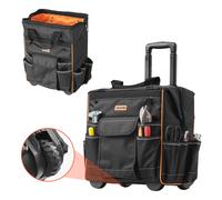 VEVOR Zaino Portautensili con Ruote, Capacità max. 50 kg, Borsa Portautensili con Ruote da 25 Tasche, Maniglia Telescopica Regolabile, 390 x 290 x 420 mm, Organizzatore per Borse per Lavoro