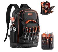 VEVOR Zaino Portautensili, Organizzatore per Attrezzi Pesanti, Zaino da Lavoro con Scomparto per Laptop e Base Sagomata, Borsa da Cantiere per Elettricisti, Riparatori e Tecnici HVAC, 65 Tasche