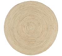 Vevorizon Tappeto fatto a mano in iuta e cotone, 90 cm, rotondo, con design a spirale bianca, per soggiorno, camera da letto, corridoio, antiscivolo, cattura lo sporco, morbido e soffice