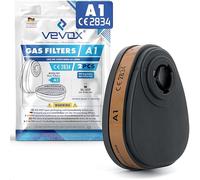 VEVOX® Filtro antigas A1 in set di 2 - Protezione contro gas e vapori organici con punto di ebollizione > 65°C - ad es. solventi, adesivi, vernici, alcoli e VoC - Compatibile con VEVOX® #HM5376